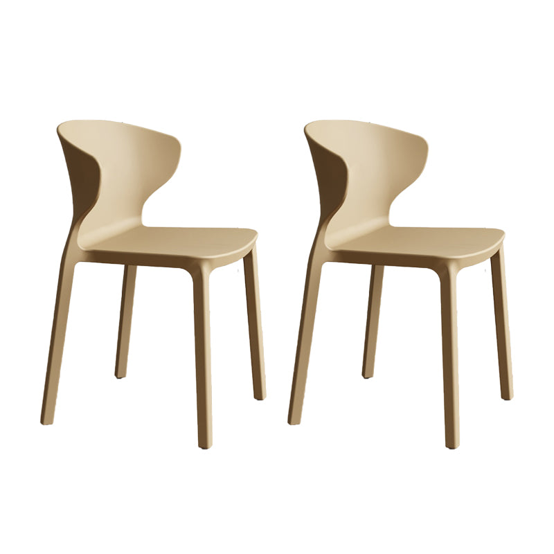 Contemporary Indoor Plastic Wingback Stackable Armless Dining Side Chair