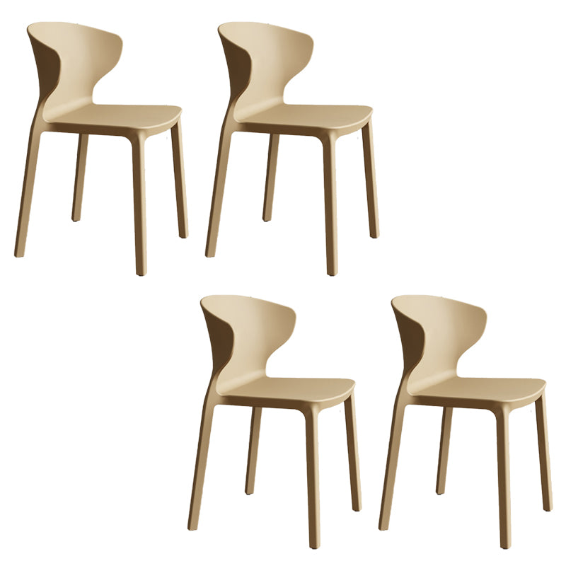 Contemporary Indoor Plastic Wingback Stackable Armless Dining Side Chair