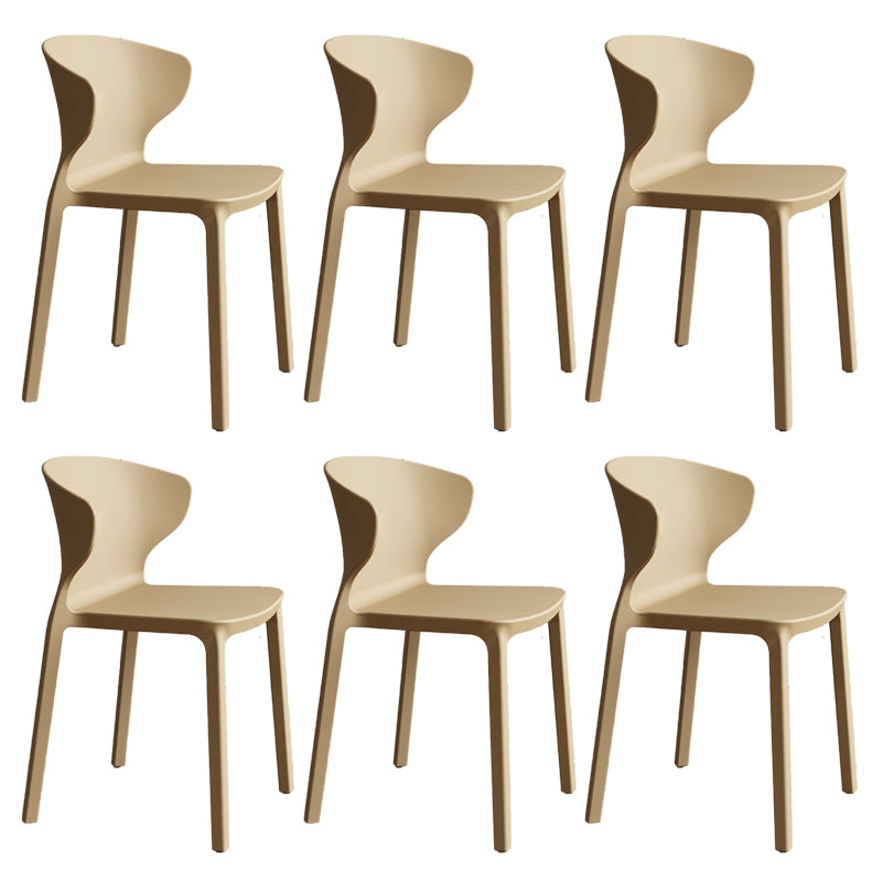 Contemporary Indoor Plastic Wingback Stackable Armless Dining Side Chair
