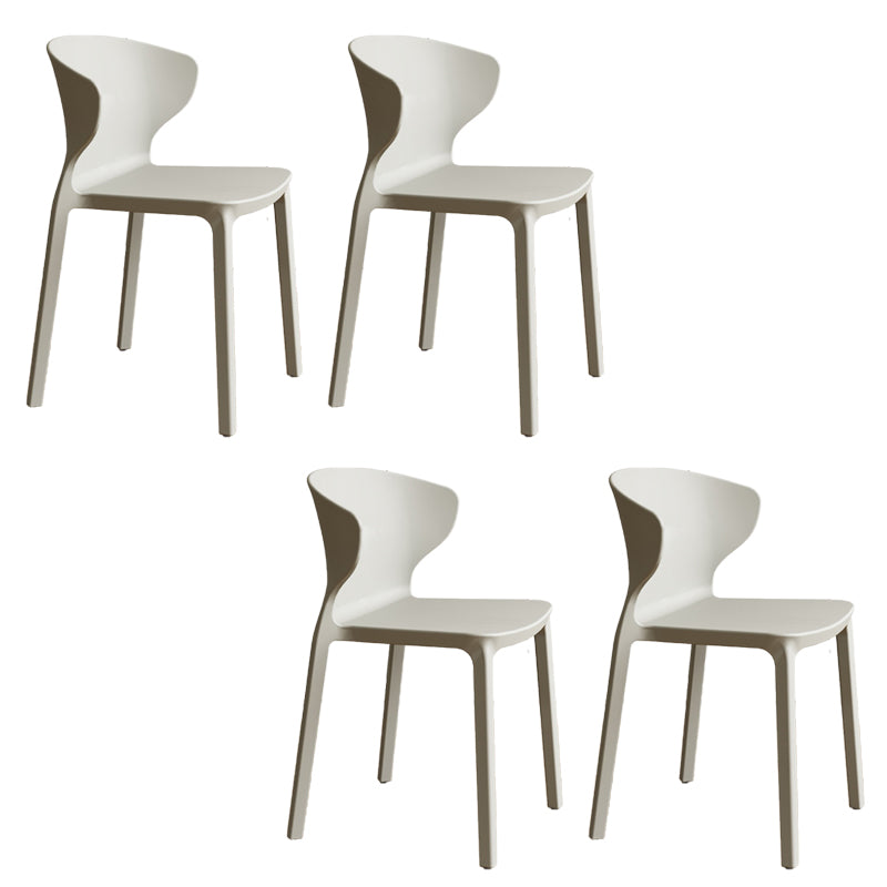 Contemporary Indoor Plastic Wingback Stackable Armless Dining Side Chair