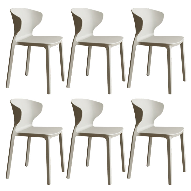 Contemporary Indoor Plastic Wingback Stackable Armless Dining Side Chair