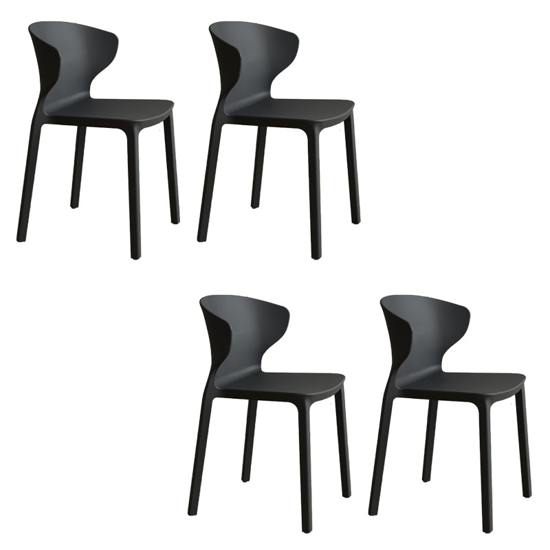 Contemporary Indoor Plastic Wingback Stackable Armless Dining Side Chair