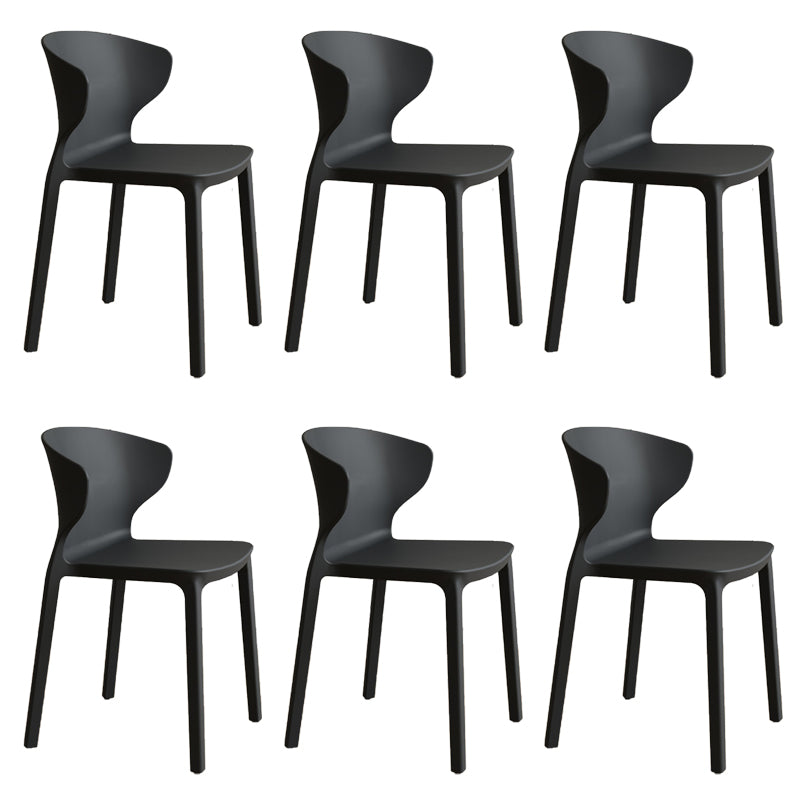 Contemporary Indoor Plastic Wingback Stackable Armless Dining Side Chair