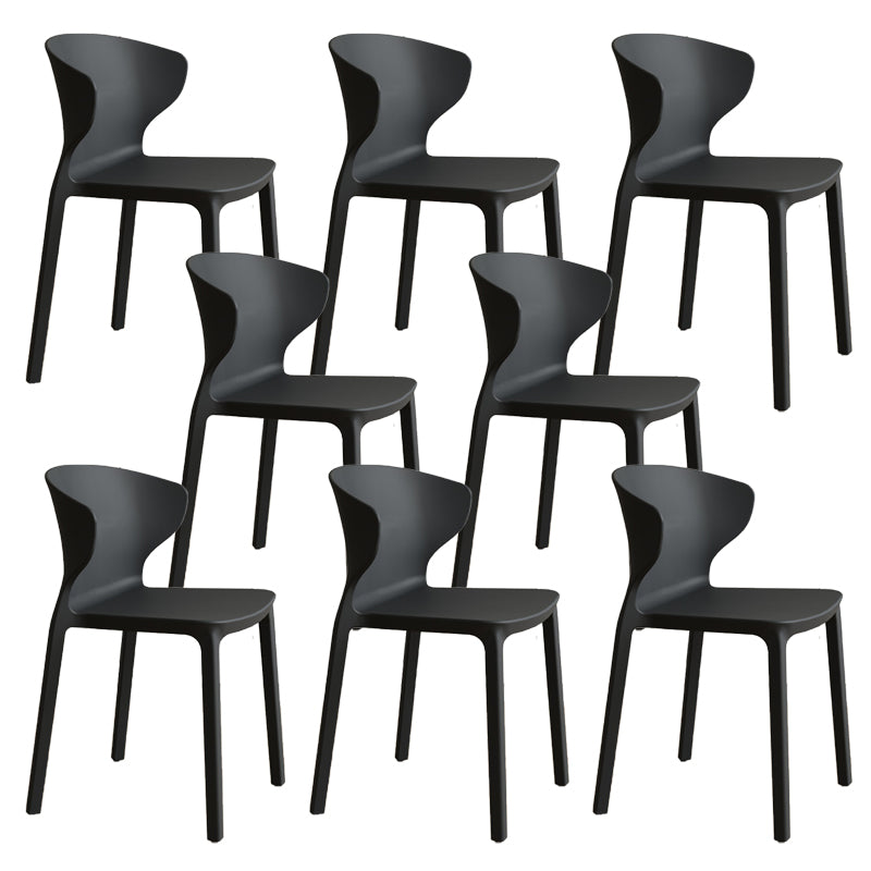 Contemporary Indoor Plastic Wingback Stackable Armless Dining Side Chair