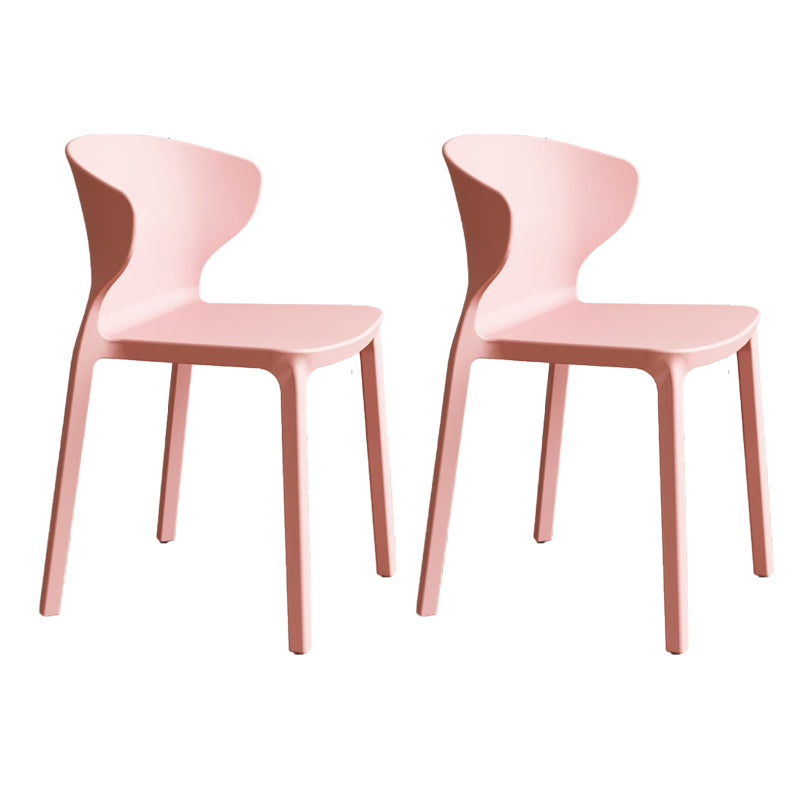 Contemporary Indoor Plastic Wingback Stackable Armless Dining Side Chair