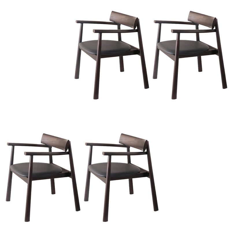 Modern Style Leather Open Back Solid Wood Frame Dining Chairs for Home Use