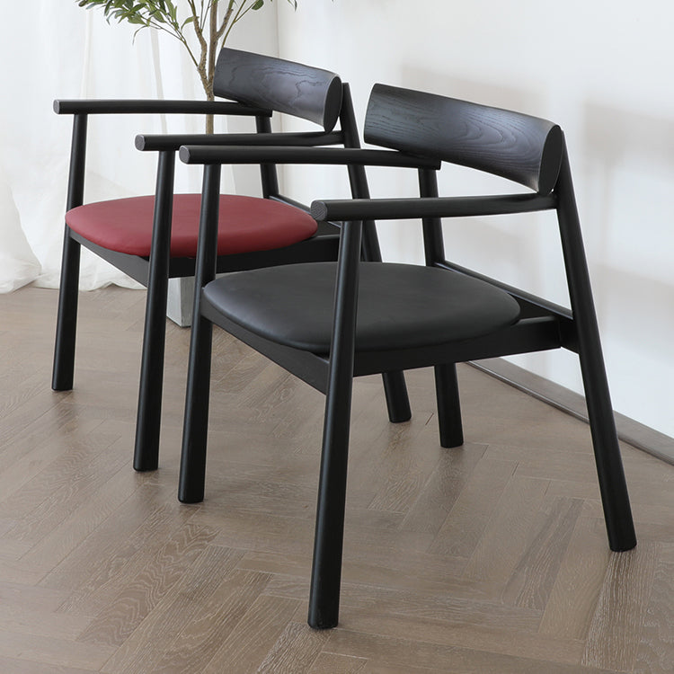 Modern Style Leather Open Back Solid Wood Frame Dining Chairs for Home Use