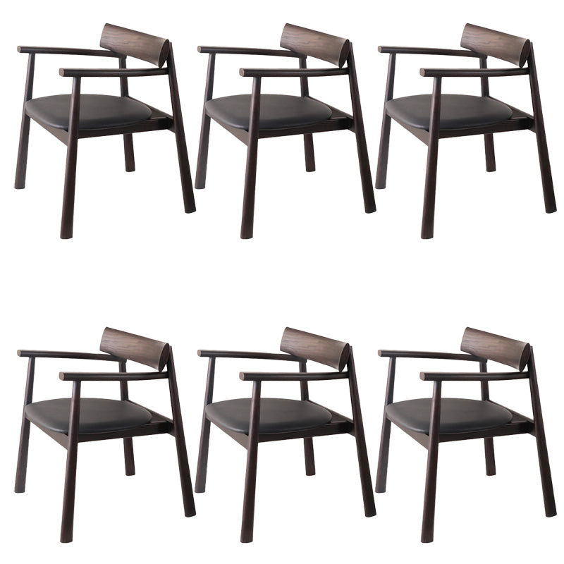 Modern Style Leather Open Back Solid Wood Frame Dining Chairs for Home Use