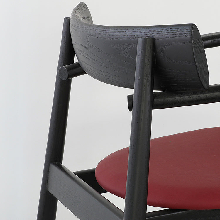 Modern Style Leather Open Back Solid Wood Frame Dining Chairs for Home Use