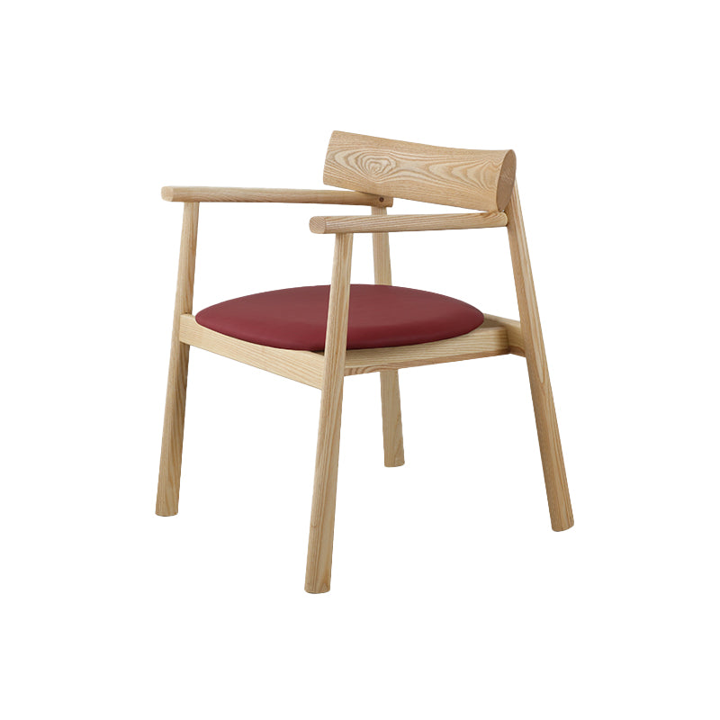 Modern Style Leather Open Back Solid Wood Frame Dining Chairs for Home Use