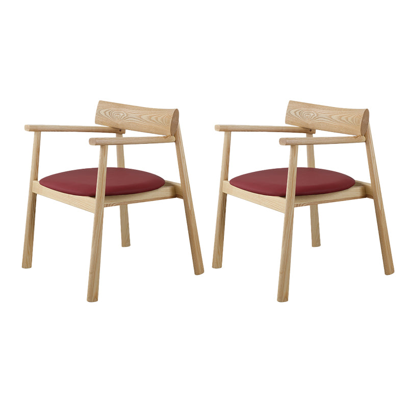 Modern Style Leather Open Back Solid Wood Frame Dining Chairs for Home Use