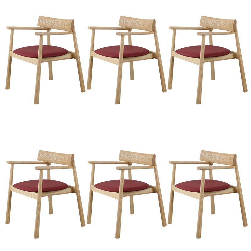 Modern Style Leather Open Back Solid Wood Frame Dining Chairs for Home Use