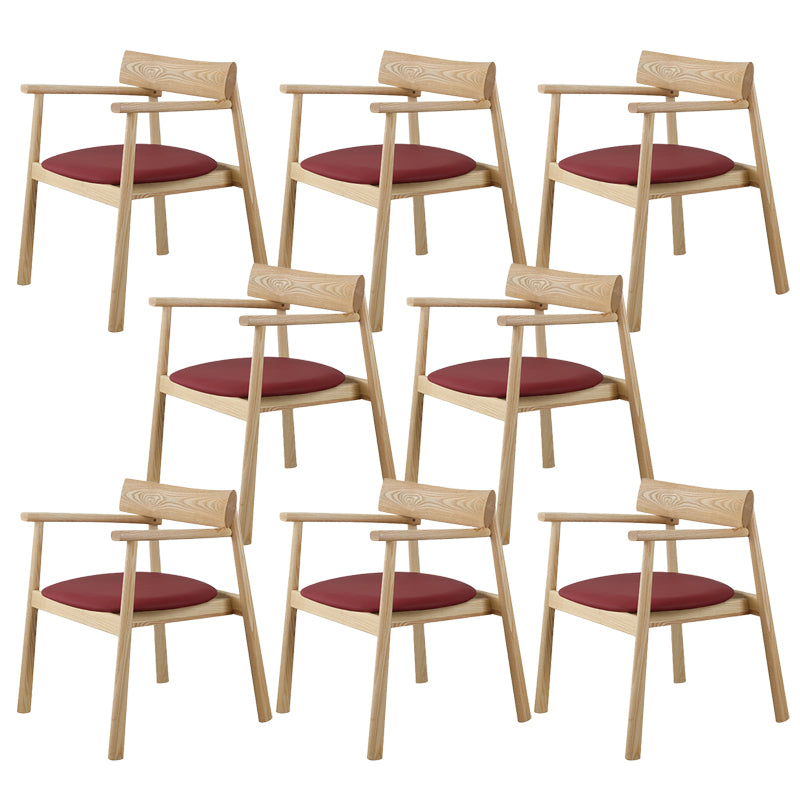 Modern Style Leather Open Back Solid Wood Frame Dining Chairs for Home Use