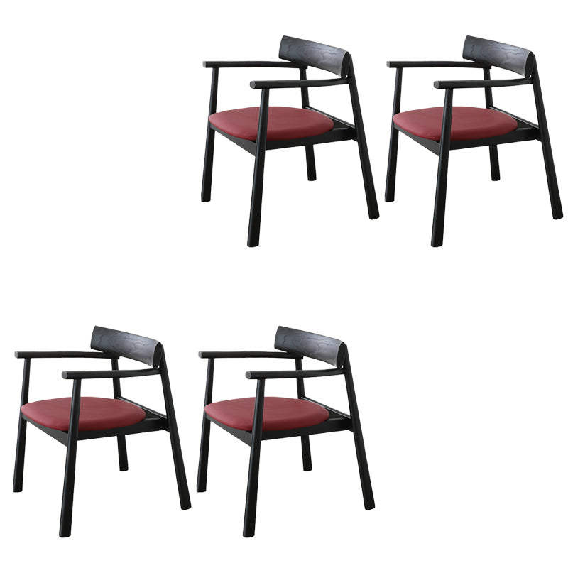 Modern Style Leather Open Back Solid Wood Frame Dining Chairs for Home Use