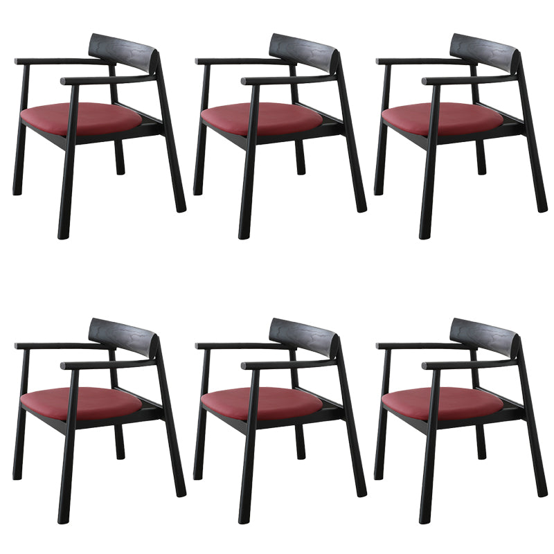 Modern Style Leather Open Back Solid Wood Frame Dining Chairs for Home Use