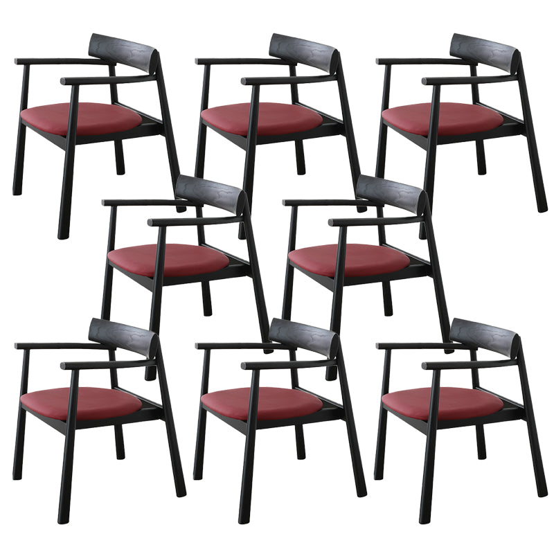 Modern Style Leather Open Back Solid Wood Frame Dining Chairs for Home Use