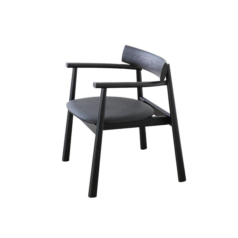 Modern Style Leather Open Back Solid Wood Frame Dining Chairs for Home Use