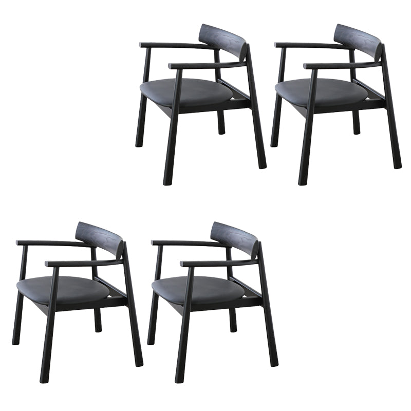 Modern Style Leather Open Back Solid Wood Frame Dining Chairs for Home Use