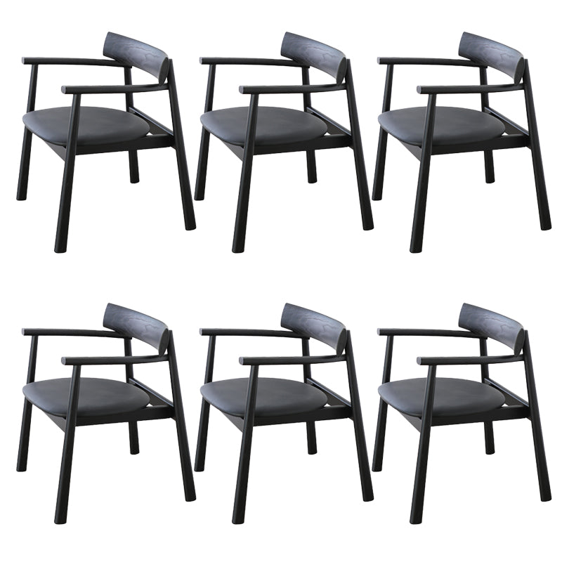 Modern Style Leather Open Back Solid Wood Frame Dining Chairs for Home Use