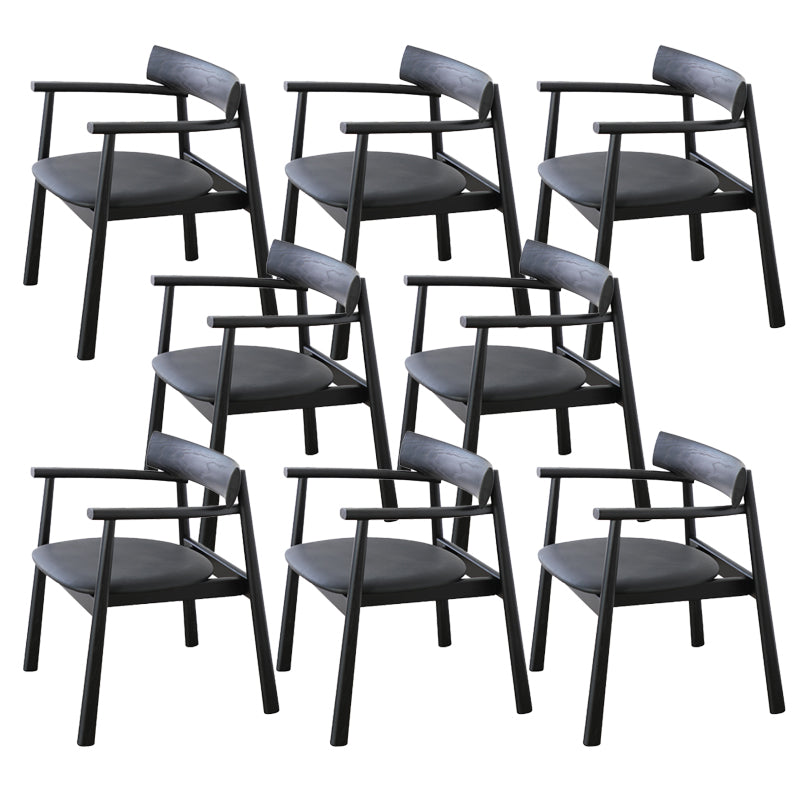 Modern Style Leather Open Back Solid Wood Frame Dining Chairs for Home Use