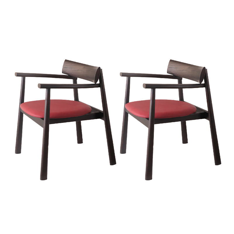 Modern Style Leather Open Back Solid Wood Frame Dining Chairs for Home Use