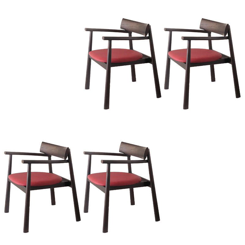 Modern Style Leather Open Back Solid Wood Frame Dining Chairs for Home Use