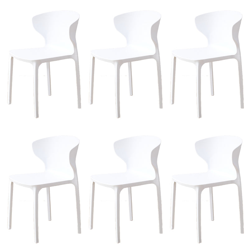 Contemporary Indoor Wingback Plastic Stackable Armless Dining Side Chair