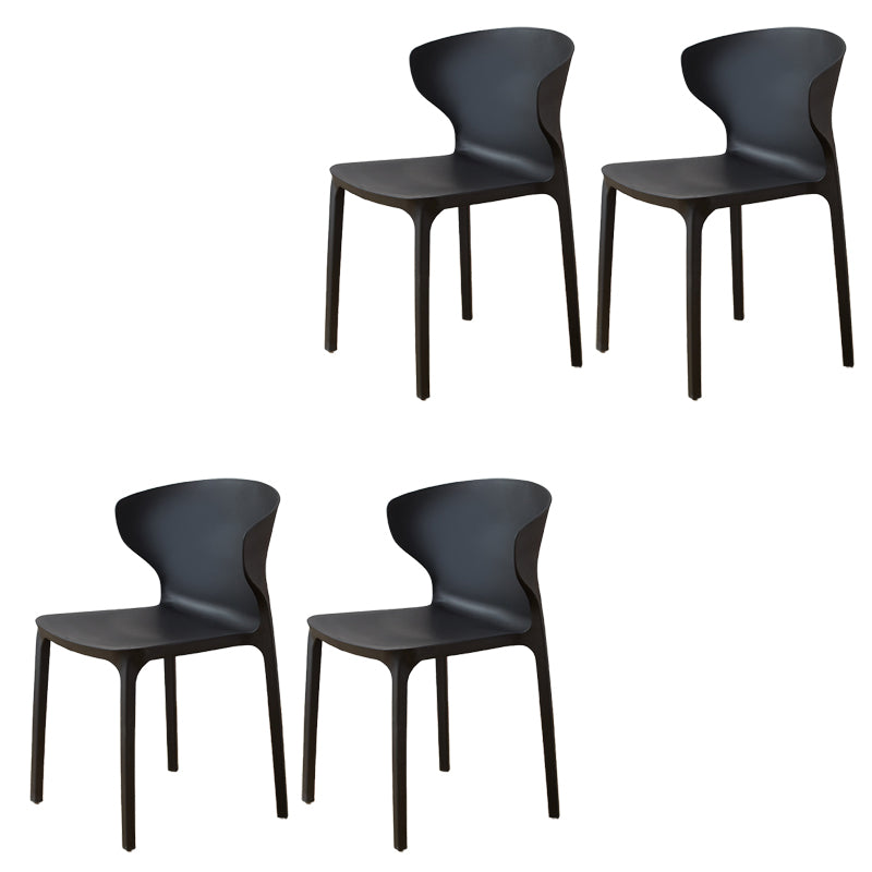 Contemporary Indoor Wingback Plastic Stackable Armless Dining Side Chair
