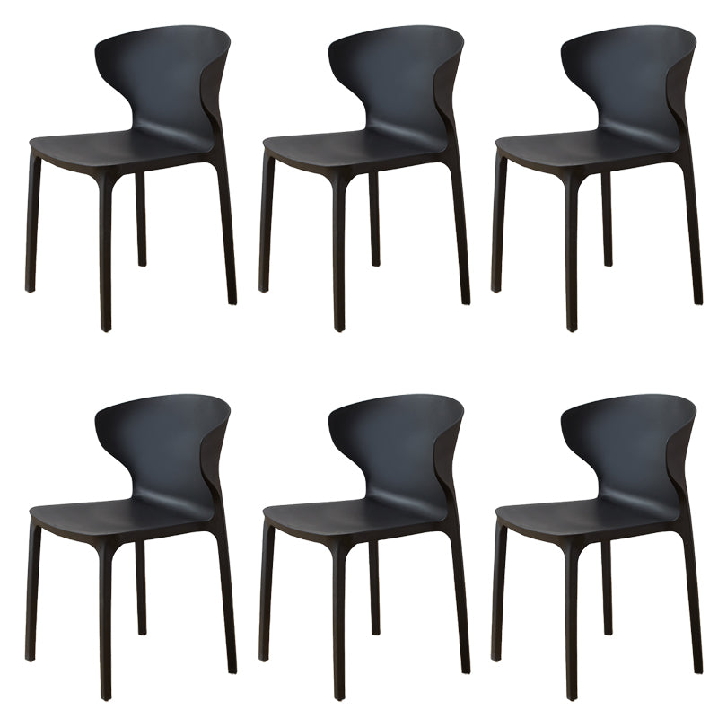 Contemporary Indoor Wingback Plastic Stackable Armless Dining Side Chair