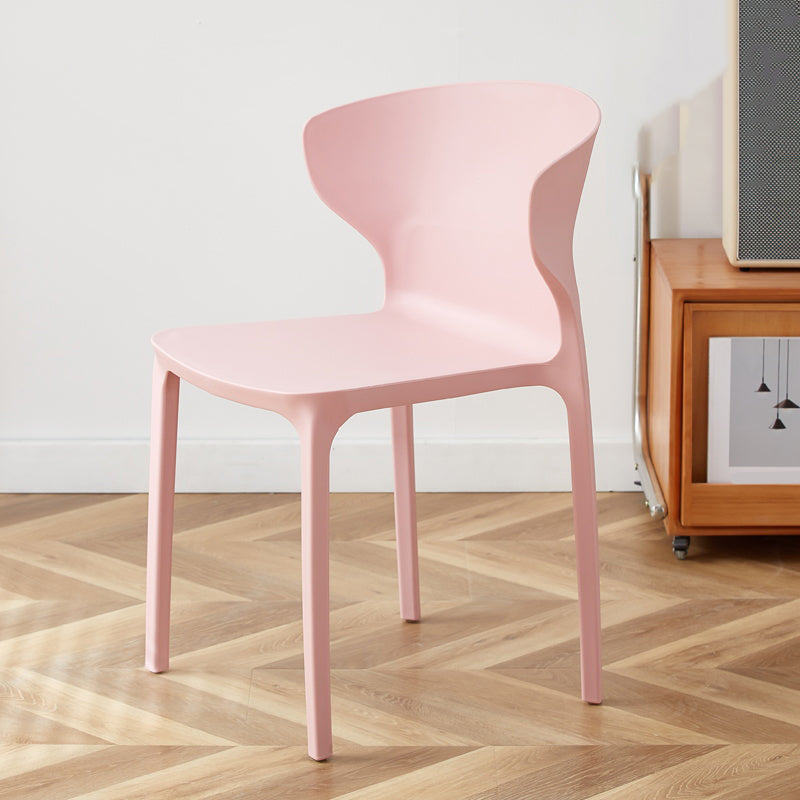 Contemporary Indoor Wingback Plastic Stackable Armless Dining Side Chair