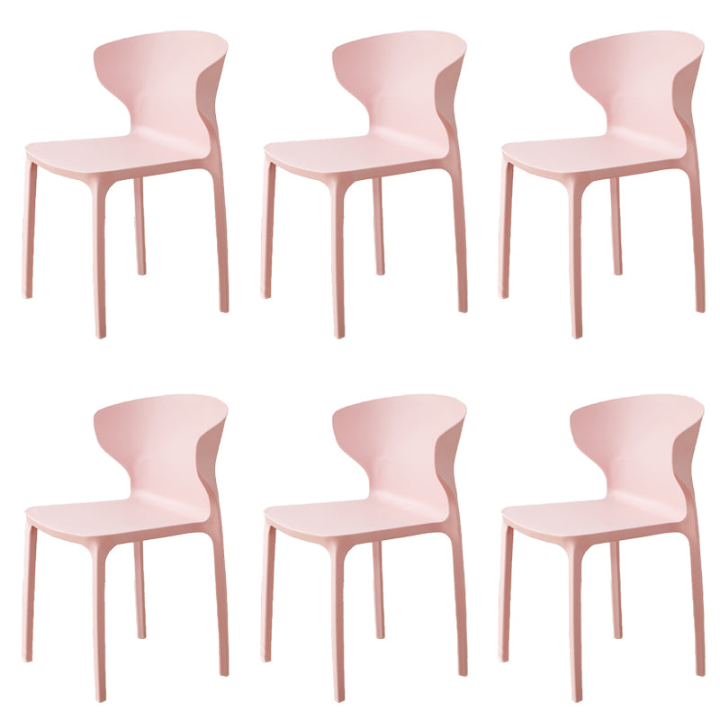 Contemporary Indoor Wingback Plastic Stackable Armless Dining Side Chair