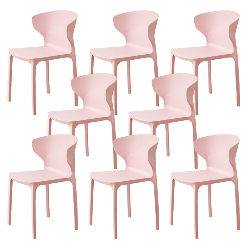 Contemporary Indoor Wingback Plastic Stackable Armless Dining Side Chair