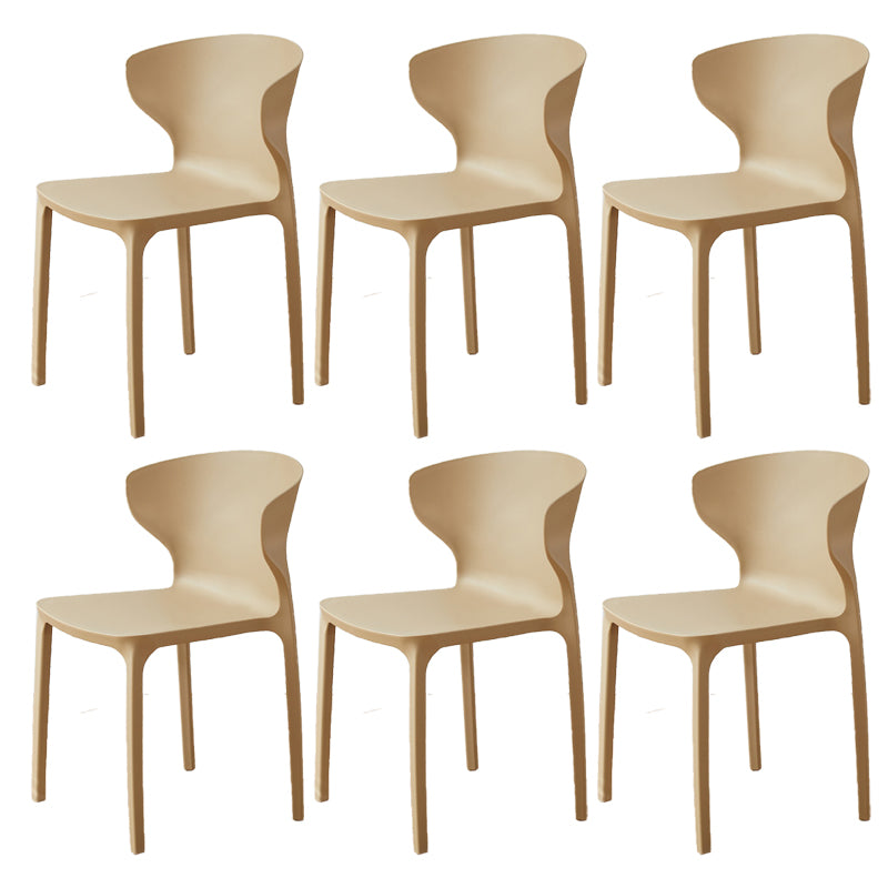 Contemporary Indoor Wingback Plastic Stackable Armless Dining Side Chair
