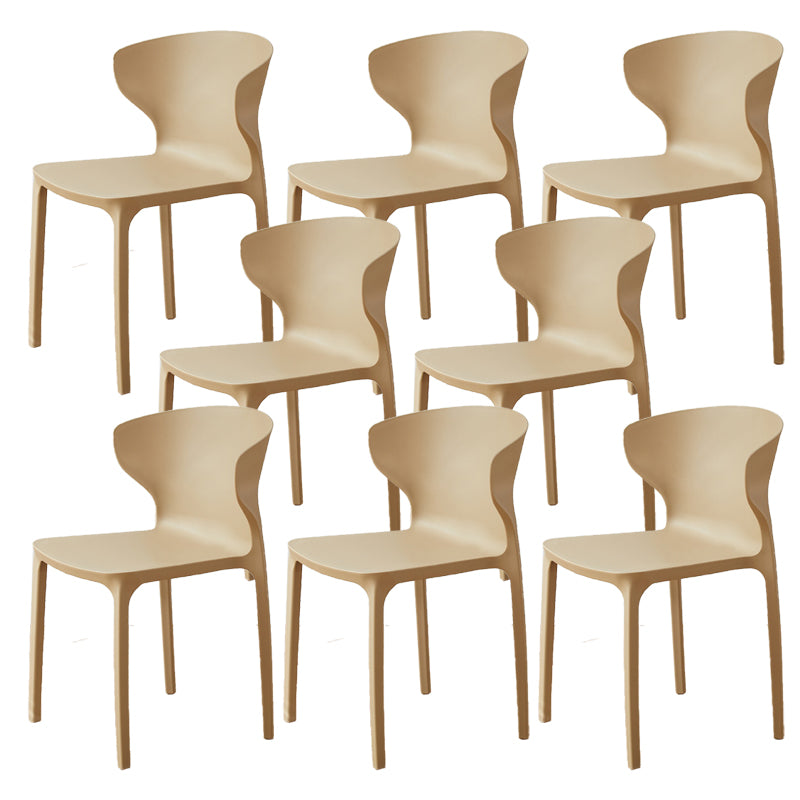 Contemporary Indoor Wingback Plastic Stackable Armless Dining Side Chair