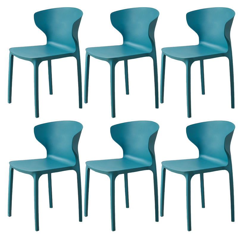 Contemporary Indoor Wingback Plastic Stackable Armless Dining Side Chair