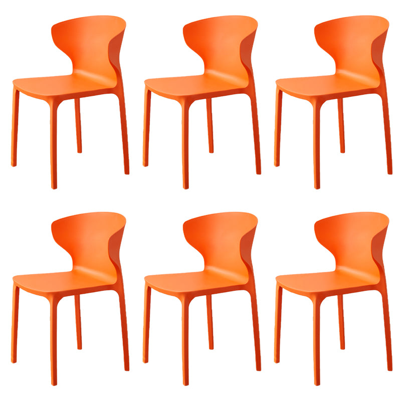 Contemporary Indoor Wingback Plastic Stackable Armless Dining Side Chair