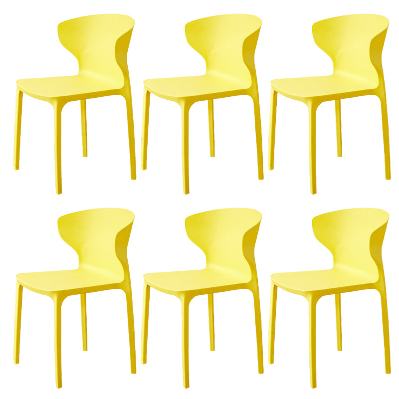 Contemporary Indoor Wingback Plastic Stackable Armless Dining Side Chair