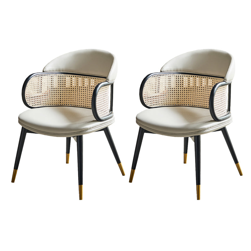 Glam Style Upholstered Solid Wood Base Home Dining Arm Chair