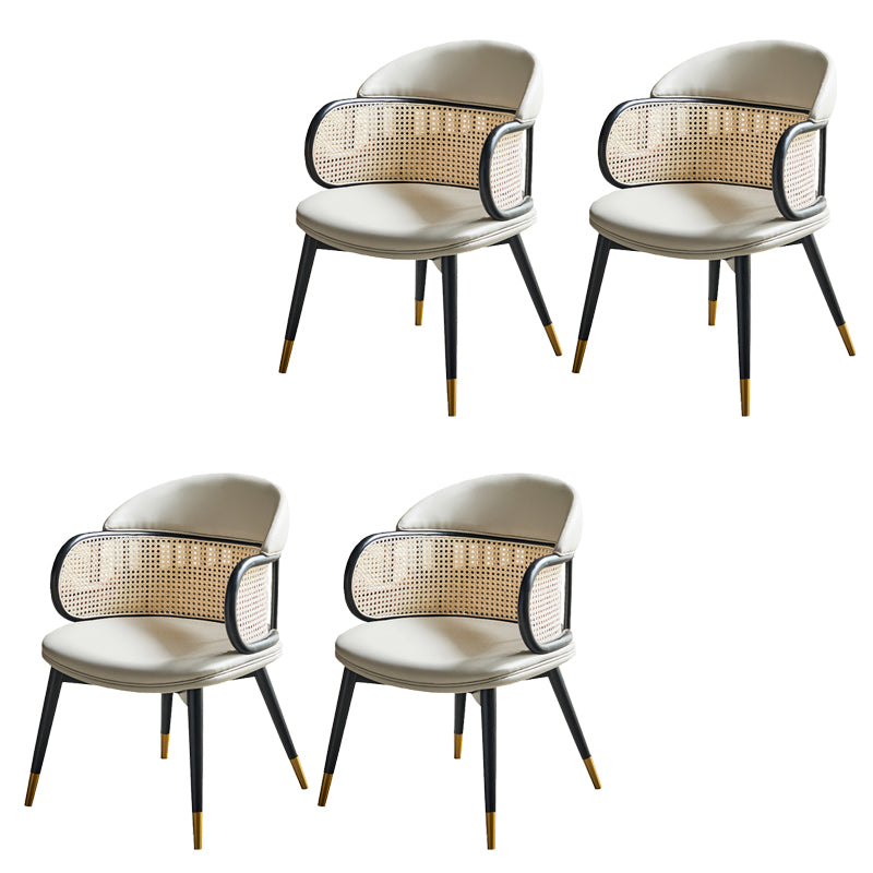 Glam Style Upholstered Solid Wood Base Home Dining Arm Chair