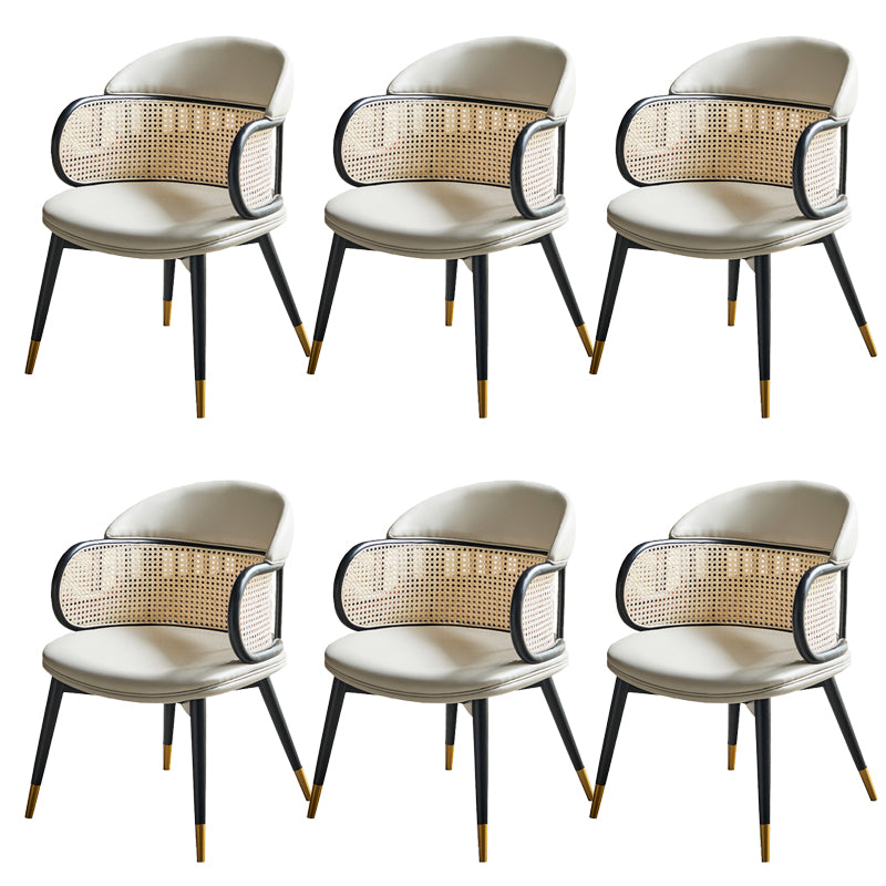 Glam Style Upholstered Solid Wood Base Home Dining Arm Chair
