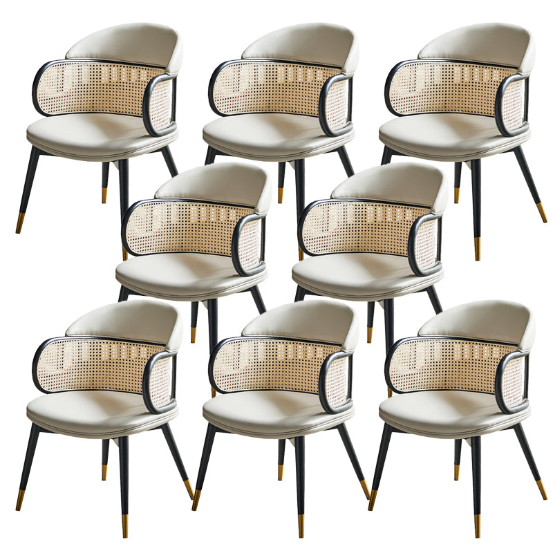 Glam Style Upholstered Solid Wood Base Home Dining Arm Chair