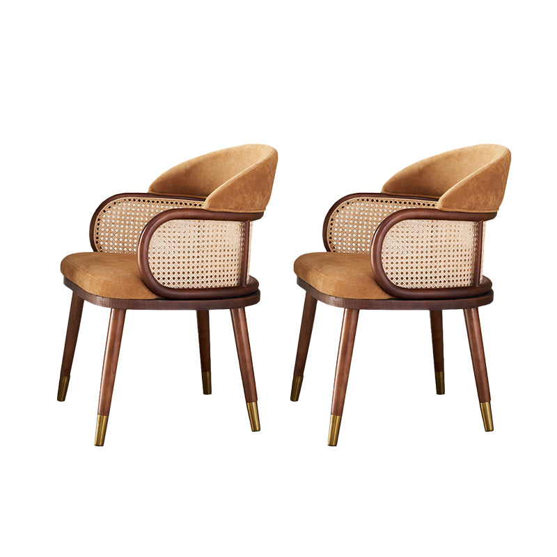 Glam Style Upholstered Solid Wood Base Home Dining Arm Chair