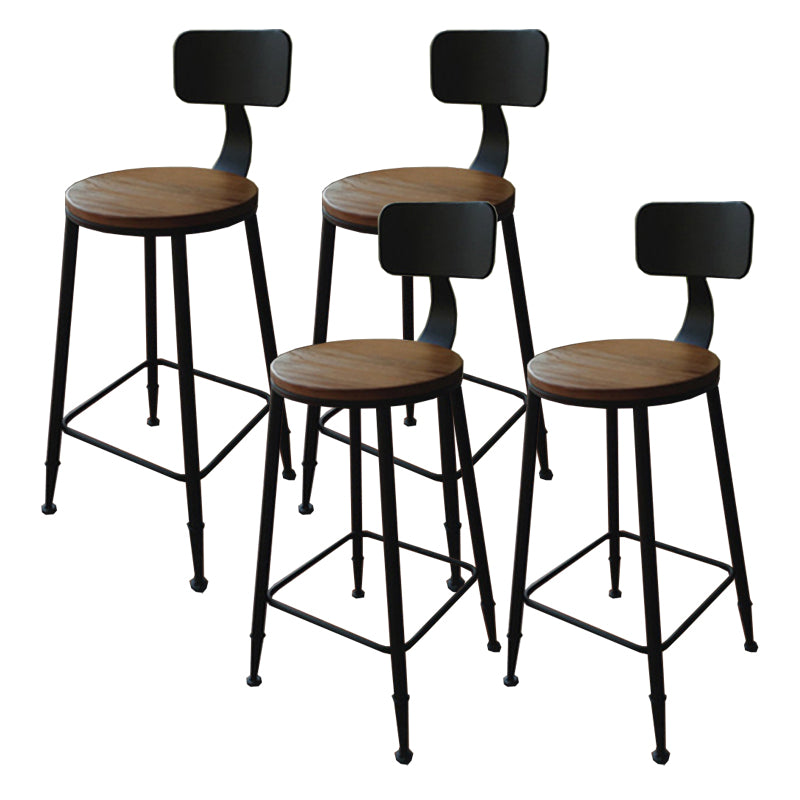 Industrial Metal Legs Indoor Bar Stool Black Base with Footrest