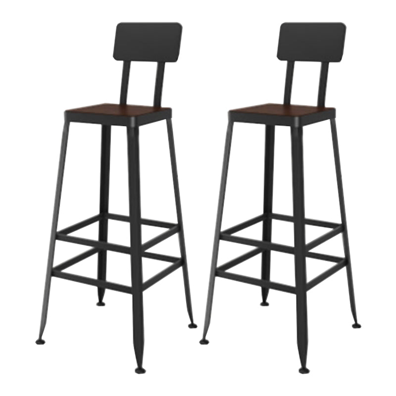 Industrial Metal Legs Indoor Bar Stool Black Base with Footrest