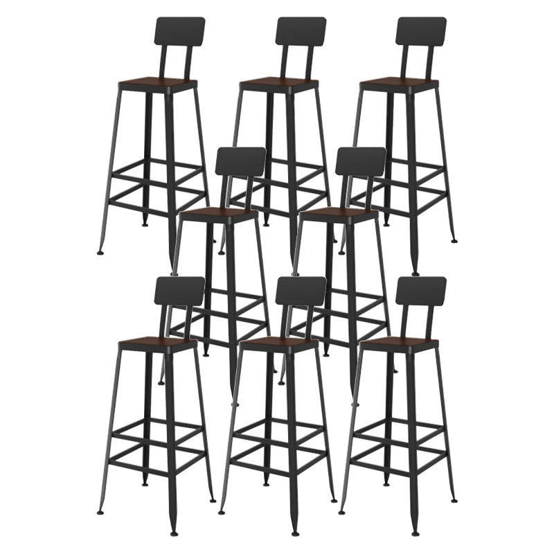 Industrial Metal Legs Indoor Bar Stool Black Base with Footrest