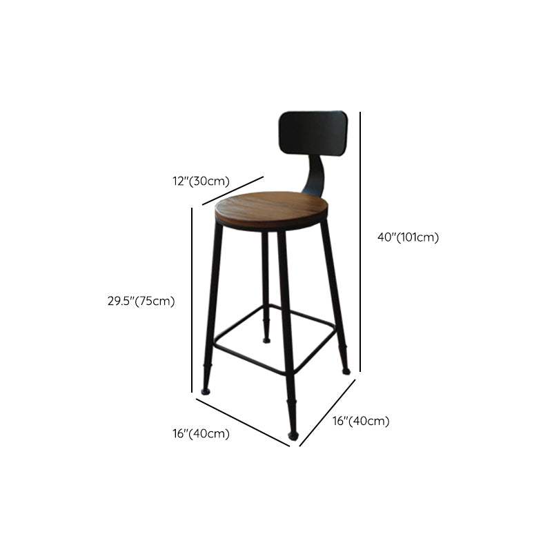 Industrial Metal Legs Indoor Bar Stool Black Base with Footrest