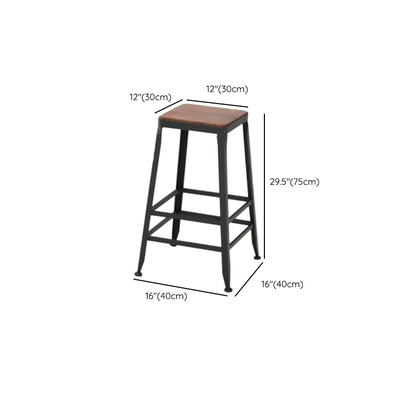 Industrial Metal Legs Indoor Bar Stool Black Base with Footrest