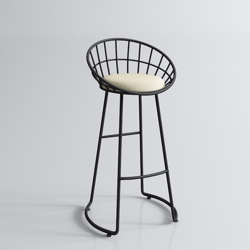 Modern Low Back Upholstered Indoor Bar Stools with Metal Base