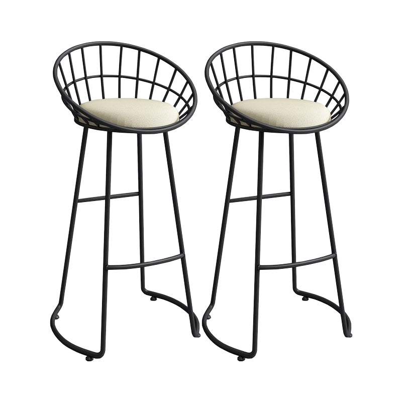 Modern Low Back Upholstered Indoor Bar Stools with Metal Base