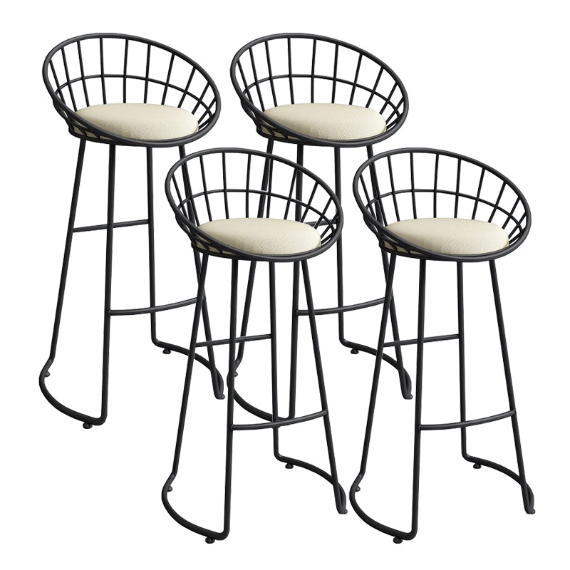 Modern Low Back Upholstered Indoor Bar Stools with Metal Base